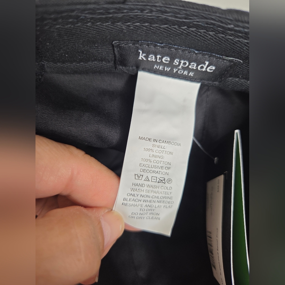 NWT Kate Spade OS Black Cotton Cap - Picture 9 of 10